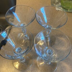 Vintage mini martini glasses. Set of 4. Like new ornate stem. 5.3/4 x 3 1/2 inch
